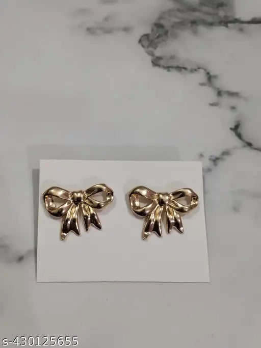 Stainless Steel Bow Stud Earrings